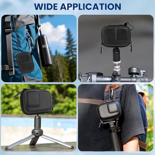 Image of ZORBES Compatible with Action 6 /5 Pro /4, Action Camera Carry Bag PU Hard Shell Travel Case Bag with Carabiner, Custom-fit Velvet Liner Storage Case, Outdoor Waterproof Action Camera Bag, 9.5x7x4.6cm