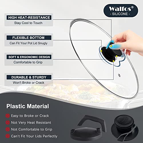 Walfos 2 Pack Universal Silicone Pot Lid Replacement Knob, Heat Resistant Pan Lid Holding Handles, BPA Free - Image 2