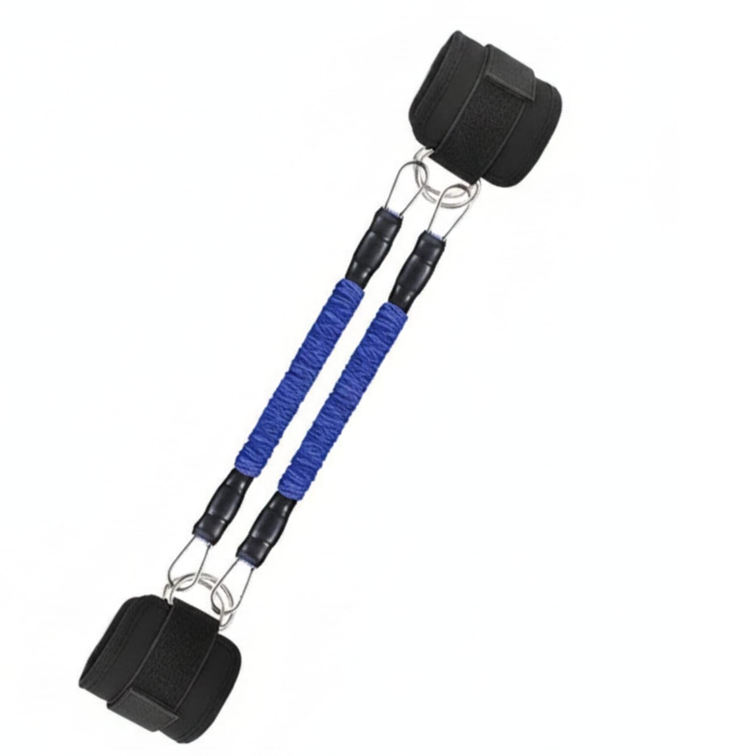 Multifunctional Dual Cord Resistance Rope Metal Hooks Chest Expander Woven Cover Ankle Strap Exercise Equipment Reinforced for Home Exercise, Blue 30 LB-picture-38