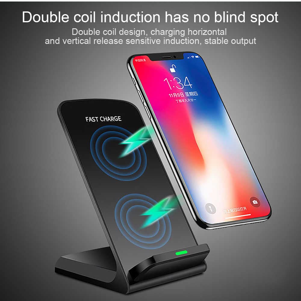 UrbanX Q-740 Wireless Charger Stand, Qi-Certified for Nokia XR20, 10W Fast-Charging (No AC Adapter) - Black