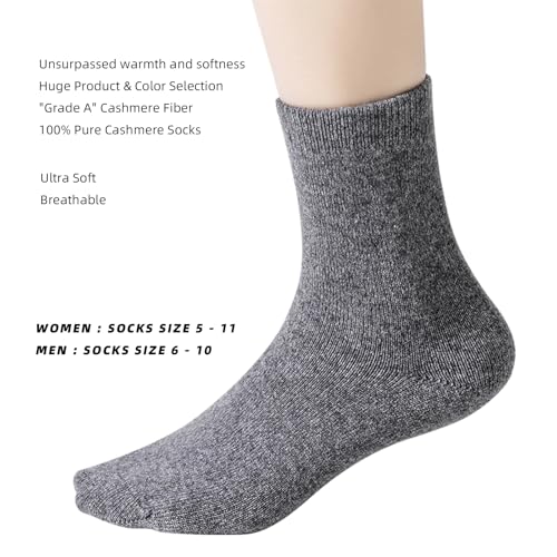 Women and Men 100% Pure Cashmere Unisex Bed Cuff Socks, 1 Pairs Knit Loose Seamless Ultra Soft, Warm Comfortable2