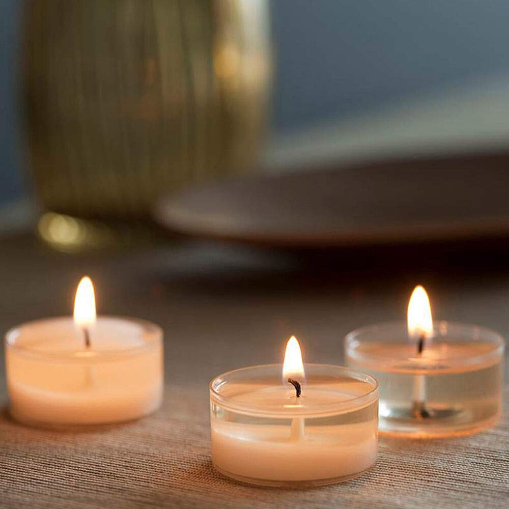 Spaas 30 Scented Clearlights, Tealights in Transparent Clear Cup, ± 4.5 Hours, White Cake Vanilla