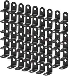 sourcing map 60pcs Angle Bracket Metal 12x12mm Black Corner Brace Fastener L Shaped Right Angle Brackets Corner Protector Shelf Support with Screws for Furniture
