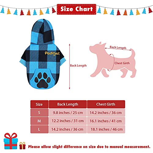 Pedgot Blue and Black Plaid Dog Hoodie Pet Clothes with Hat Pet Sweaters for Dogs Puppies Cats Clothes with Dog… - Image 2