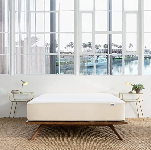 Image of Springtek 400Gsm Organic Cotton Waterproof Mattress Protector | Ultra Soft & Breathable Mattresses Cover With Elastic Strap, Spill Proof, Stain Resistant | Cream | 72X36 Inch