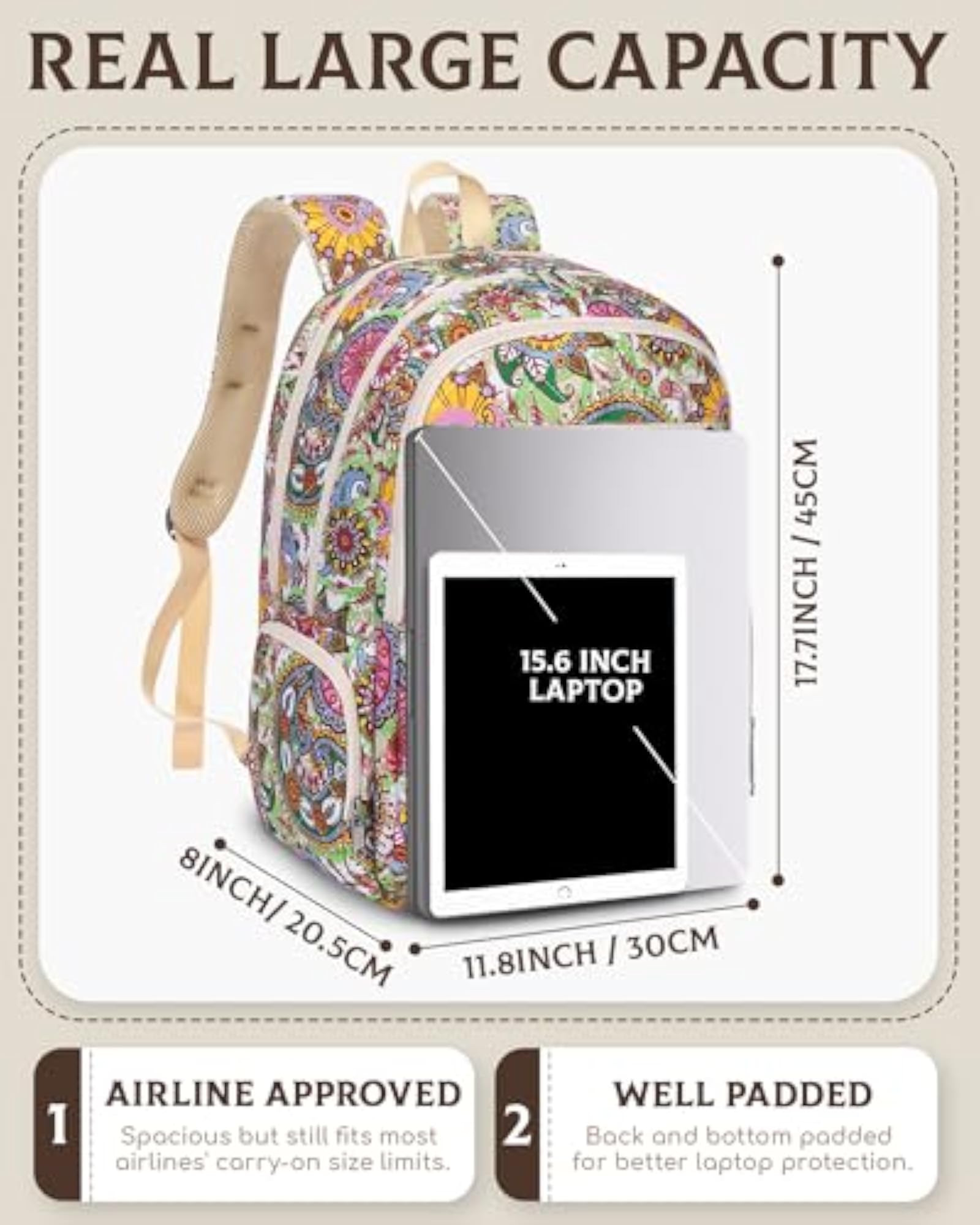 Large Travel Backpack with Laptop Compartment