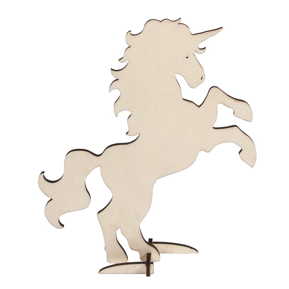 Rayher Hobby 62795000 Wooden Unicorn FSC 100%, for Standing, Assorted, 19 x 24 cm, Motif on 1 Side, Self-Service Bag