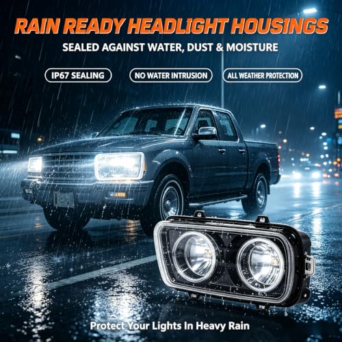 Image of Termitor H11 Focused Headlight Housing Assembly, All-Weather Metal & Glass Light Casing Set, Dual Beam Conversion Enclosure Compatible with H1 Socket Vehicles, 2 Pack