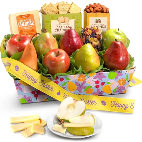 Image of A Gift Inside Easter Classic Fresh Fruit Basket with Crackers, Cheese and Nuts