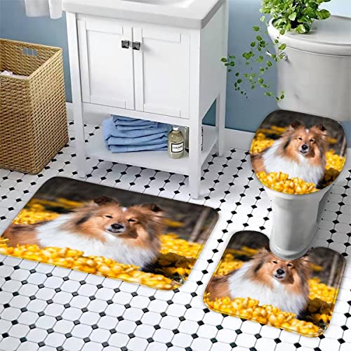 Badematten Set 3 teilig 50x80 Collie 3D Badezimmerteppich Set WC Vorleger Set rutschfeste Badematte Maschinenwaschbar… – Bild 4