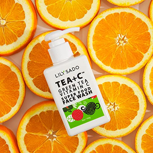 Lily Sado Tea+C Green Tea & Vitamin C Face Cleanser – Natural Vegan Antioxidant Face Wash With Aloe, Rosehip, Meadowfoam - Gentle Deep Cleansing For Acne, Blackheads, Blemishes - All Skin Types 5 Oz #TOP2