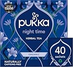 Pukka Herbs Night Time Organic Herbal Tea - 40 Plant Based Biodegradable Tea Bags - Sleep Tea Box, Chamomile, Lavender, Oat Flower, and Limeflower - Natural For Bedtime Relaxation, Caffeine Free