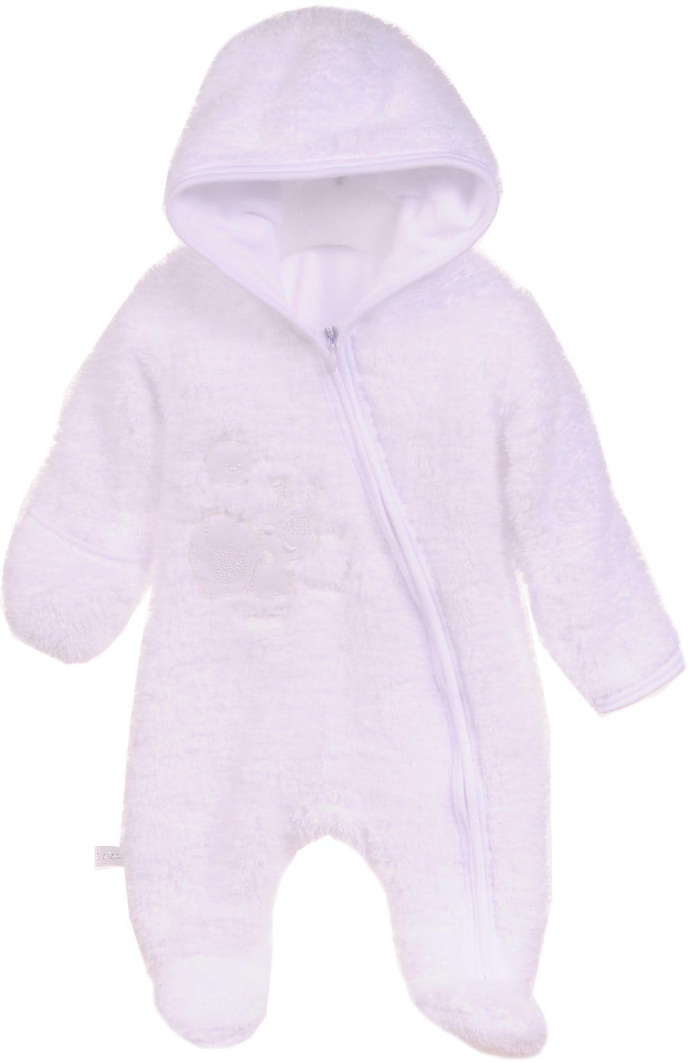 Overall Baby Wagenanzug – Größen 50 56 62 68 74 – Übergangsanzug warm aus Frottee-Stoff mit Baumwollfutter und Umschlagärmeln