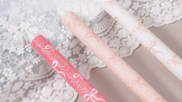 Image of Honoson 6 Pcs Pink Bow Flameless Candles 10.6 inch for Wedding Bridal Shower