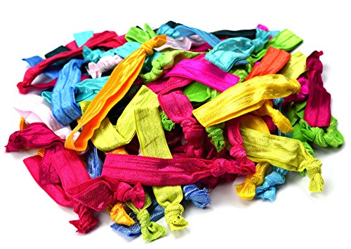 Syleia Hand Knotted Hair Ties (Pack Of 100) Wildflowers Colors #TOP1