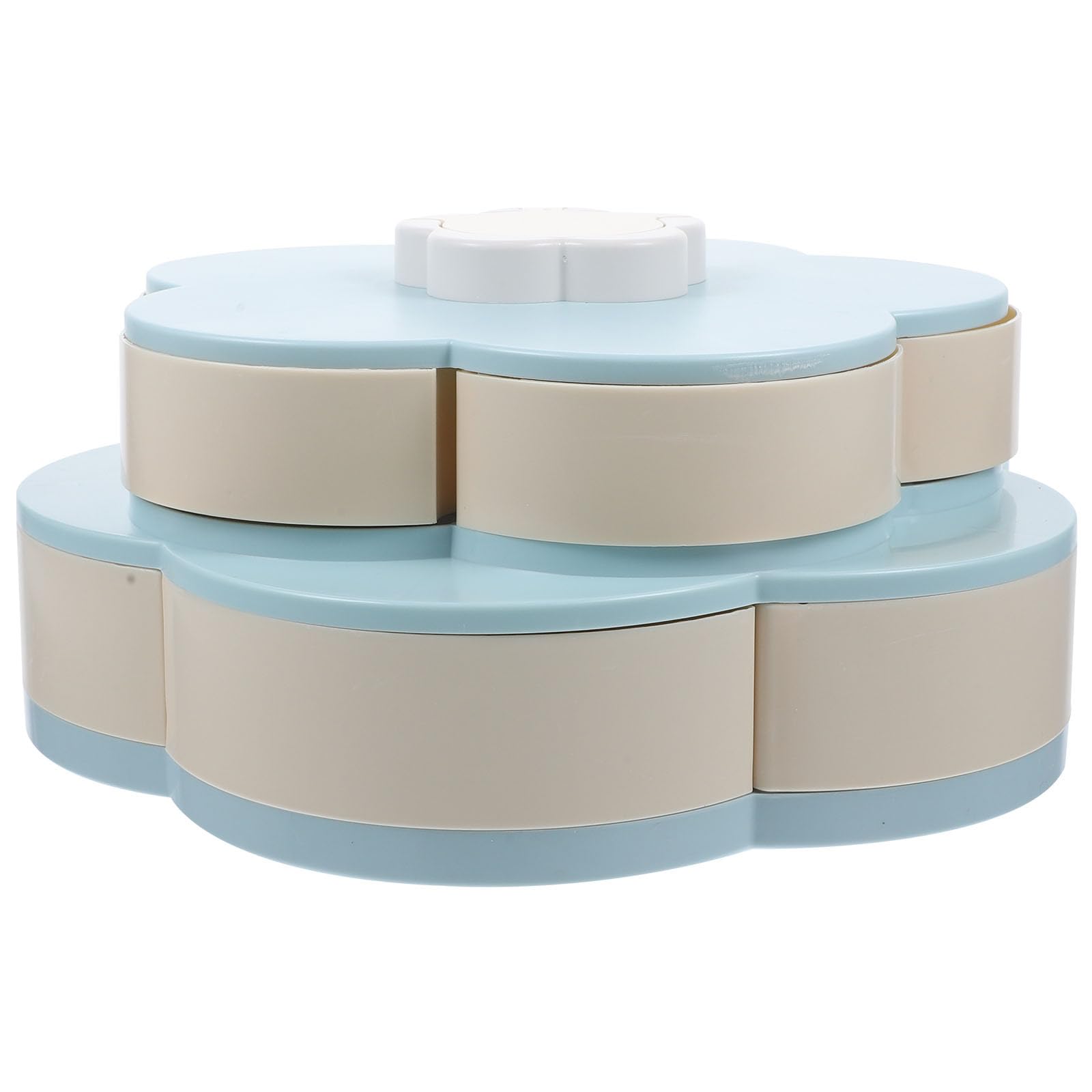 Beaupretty Porta Snack Girevole a Doppio Strato con Supporto per Telefono, Contenitore per Caramelle a Scomparti con Design a Petali Rotanti Antiscivolo, Vassoio Portaoggetti Colore Casuale