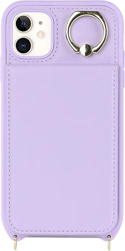 Miniatura 9 de Funda para iPhone 11 con tarjetero para mujer, iPhone 11 con ranuras para tarjetas de crédito, cruzada con soporte de anillo, a prueba de golpes,