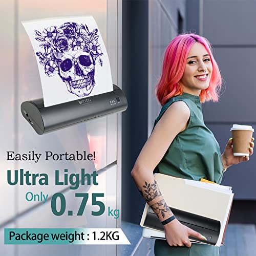 Atelics Cordless Tattoo Transfer Stencil Printer, with 10Pcs Transfer Paper, Portable Tattoo Transfer Thermal Copier Machine for Temporary and Permanent, Compatible for iOS Phone - Image 6