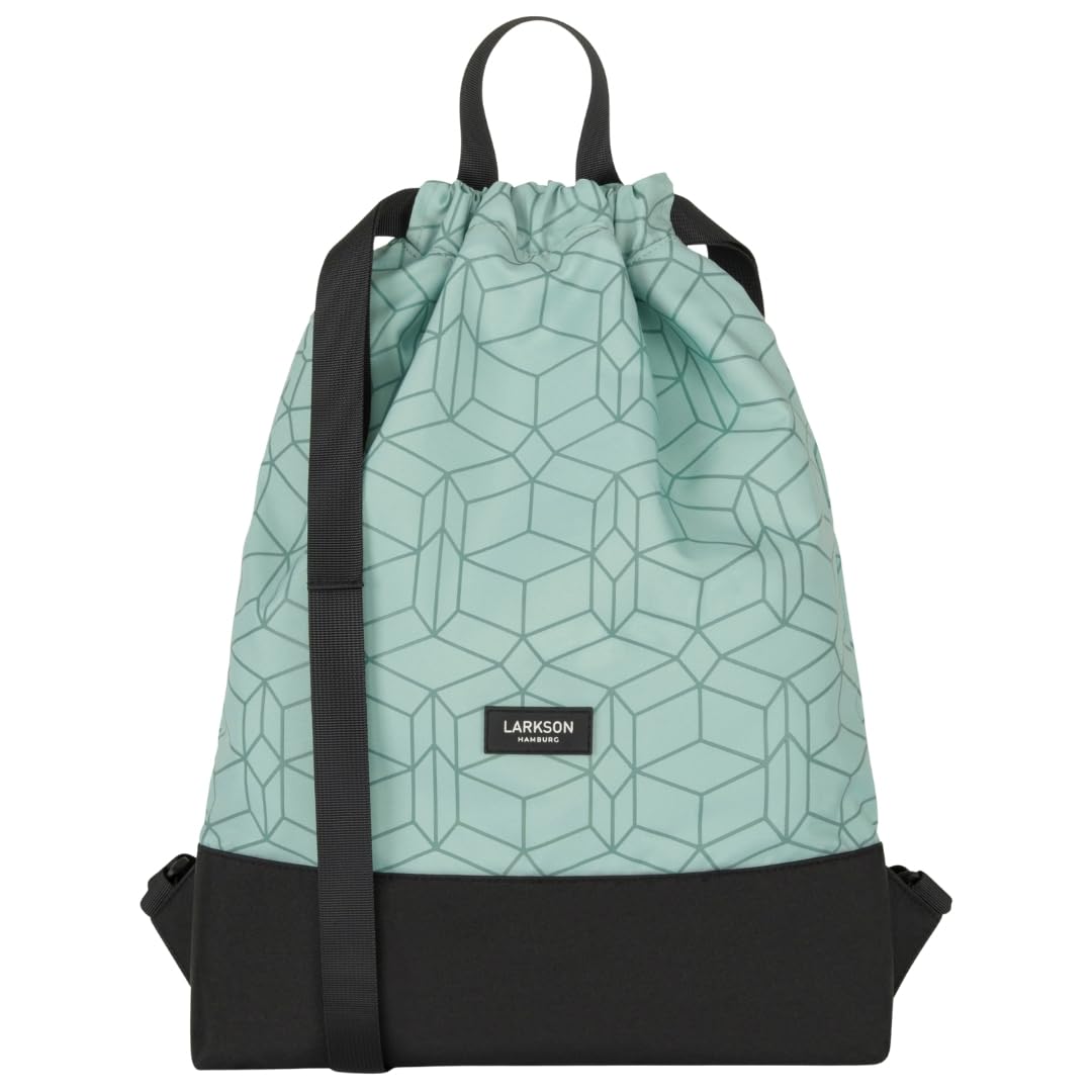 LARKSON Bolso de Deporte para Hombre y Mujer Verde Menta - No 7 - Bolsa para niños con Cordón - Mochila pequeña de tela para el Gimnasio - Material reciclado