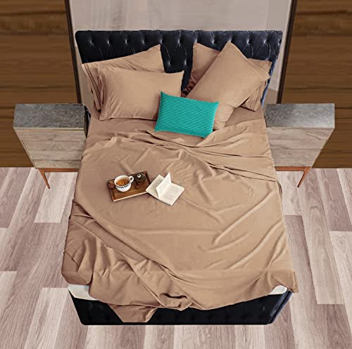 Image of Mocassi Hotel Luxury 1800 Thread Count Bedding Pillowcases King Size Set of 2 - Pillow Covers - Pillow Protector - Cooling Pillowcases (Set of 2 King Size 20 inch x 40 inch, Taupe)