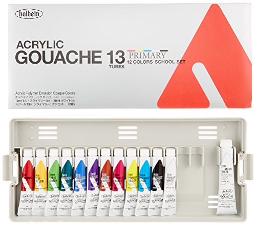 Holbein : Acrylic Gouache : Primary Colours : 12ml : Set of 13 with Palette