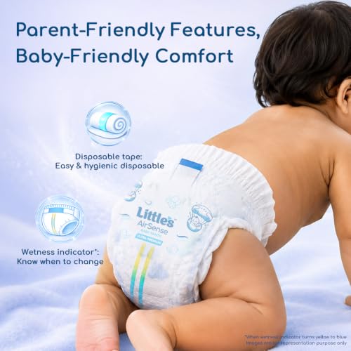 Image of Little's AirSense Ultra Premium Pant Style Baby Diapers L 44 Count | 50 Million Breathable Pores | Enriched with Shea Butter | Dermatalogically tested |9-14 kg