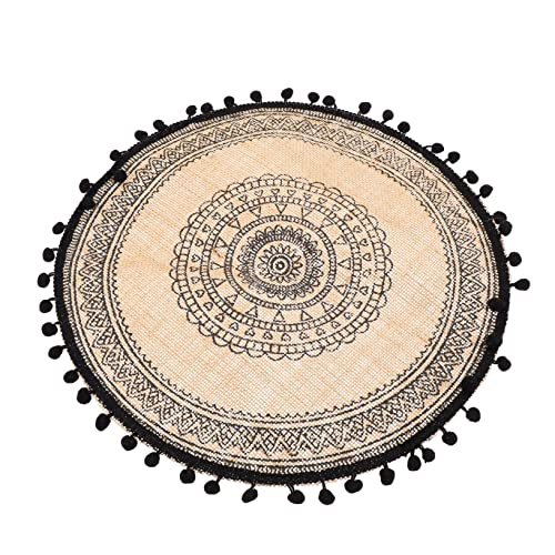 Amosfun 2 Piezas Mantel De Arpillera Mantel Redondo Bohemio Decoración De Mesa Bohemia Paño De Tabla del Cordón del Ganchillo del Tapete Manteles Individuales Redondos Caliente Tela Black