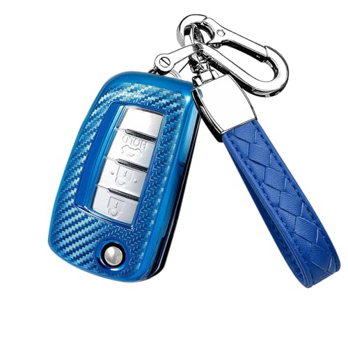 Protection clé Nissan Rogue anti-choc en TPU bleu souple pour télécommande 3 boutons