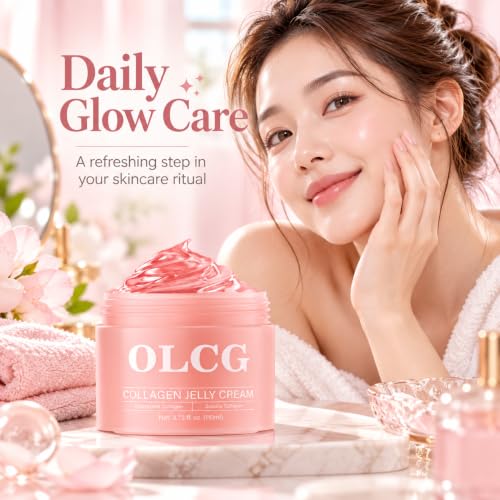Image of OLCG Collagen Jelly Cream for Face, 100ml | Hydrolyzed & Soluble Collagen | Lightweight Hydrating Face Moisturizer | Non-Greasy Texture for Soft, Smooth & Dewy-Looking Skin (JELLY CREAM)