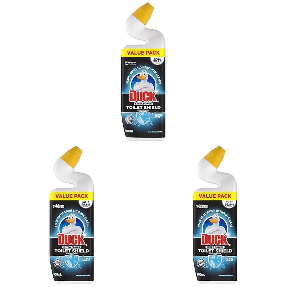 DUCK Extra Power Liquid Toilet Cleaner - Stain Remover & Freshener - Ocean Burst Fragrance - 900mL Paki (Pack of 3)