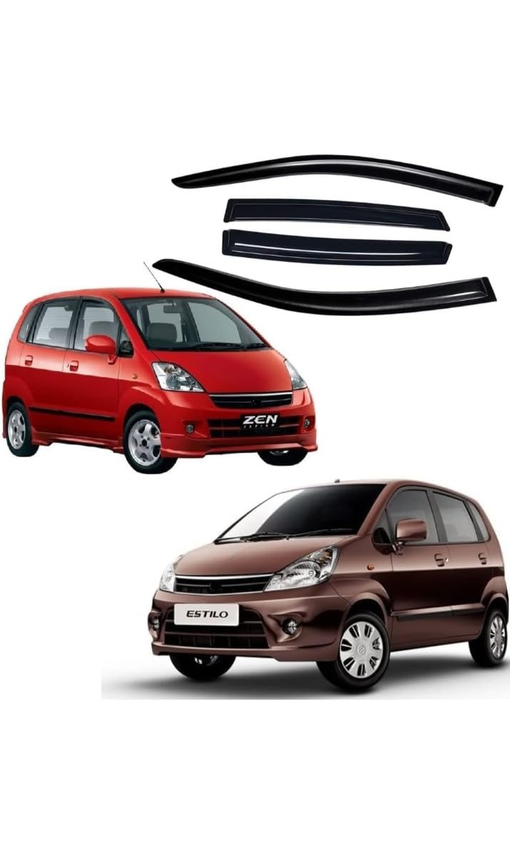 Car Rain Wind Door Visor Non Breakable Deflector(Set of 4, Black) (Maruti Suzuki Zen Estilo)-image-8