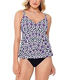 Swim Solutions Women's Jewels Printed Tiered Tummy Control One-Piece Swimsuit (Jewels, 10)