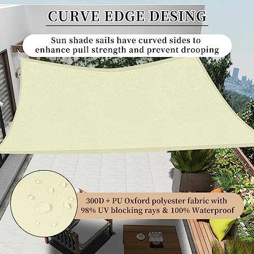 RICHIE Sun Shade Sail Rectangle 2m x 3m Waterproof, 98% UV Block Awnings for Patios with Free Rope Sunscreen Awning Canopy - Image 3