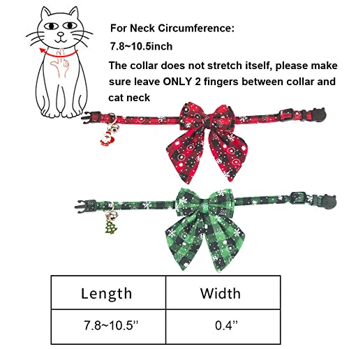 Adoggygo christmas cat collars breakaway with stylish bow, 2 pack red green plaid with snowflake christmas kitten collar with bell, removable bowtie cat christmas collar for cats kittens 6 Adoggygo christmas cat collars breakaway with stylish bow, 2 pack red green plaid with snowflake christmas kitten collar with bell, removable bowtie cat christmas collar for cats kittens - image 7