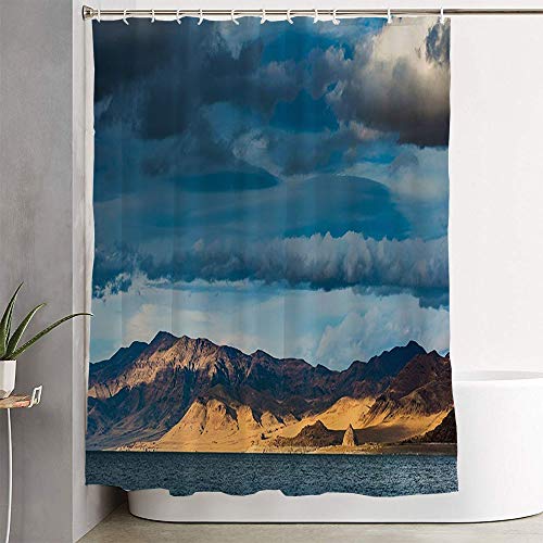 Okcorki Fabric Bath Shower Curtain Artillery Bay Dry Pyramid Sky Lake Nevada Sunset East Formation Looking Nature Parks Outdoor River Shower Curtains for Bathroom with 12 Hooks, 72 x 78 Inch Okcorki Fabric Bath Shower Curtain Artillery Bay Dry Pyramid Sky Lake Nevada Sunset East Formation Looking Nature Parks Outdoor River Shower Curtains for Bathroom with 12 Hooks, 72 x 78 Inch