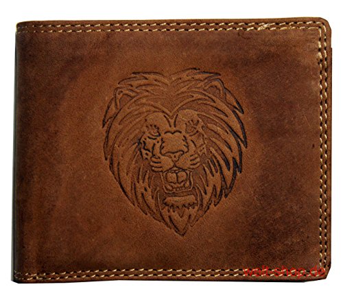Preisvergleich Produktbild Portemonnaie Büffel Wild Leder Löwe geprägt