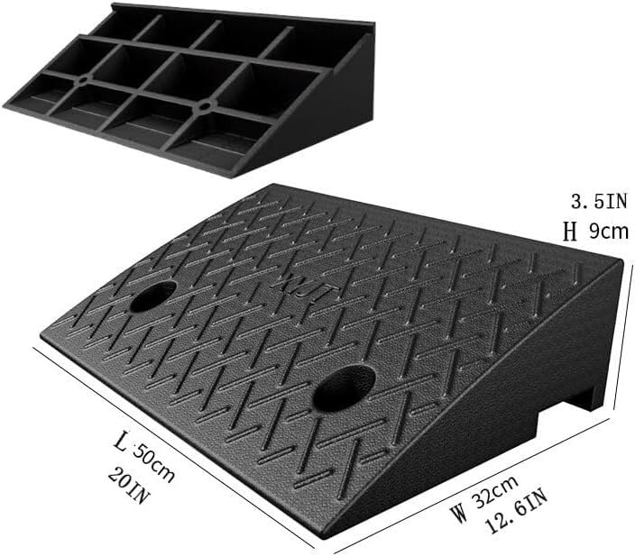 Rampy gumowe Podjazd dla wózków inwalidzkich, mata gumowa o wysokości 3,5-5,5 cala, antypoślizgowa rampa podjazdowa(50 * 32 * 9cm/20 * 12.6 * 3.5in)