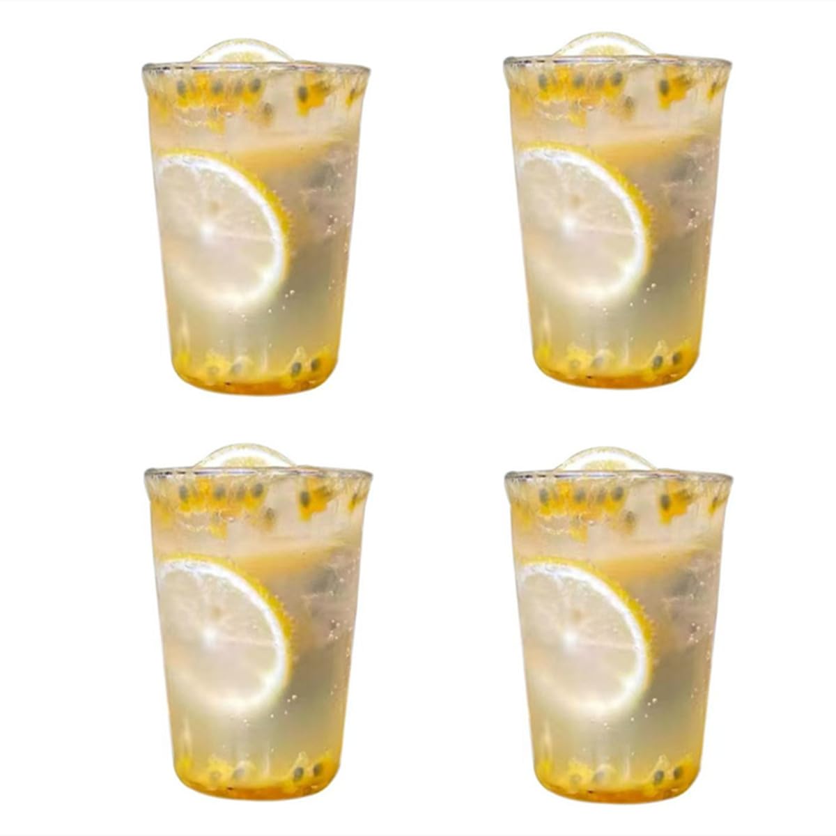 4-częściowy zestaw szklanych kubków wielokrotnego użytku, 420 ml, przezroczyste naczynia do picia do domu, podróży i spotkań przy basenie, nadają się do mycia w zmywarce, ekologiczne szklanki do
