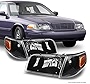 AKKON - For Ford Crown Victoria Black Replacement Headlights W/Corner Lamps 4pc Left + Right Pair Set