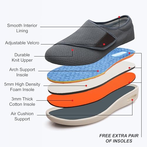 youyun Orthopedic Shoes for Women, Wide Fit Slip On Sneakers for Diabetics, Plantar Fasciitis and Swollen Feet Support, Lightweight Comfort and Breathable (Size 6-10)3