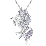 Collar para mujer de plata de ley 925 con colgante de circonita, collar de animales para niñas, cadena en Y, regalo ajustable, Plata, Circonia cúbica
