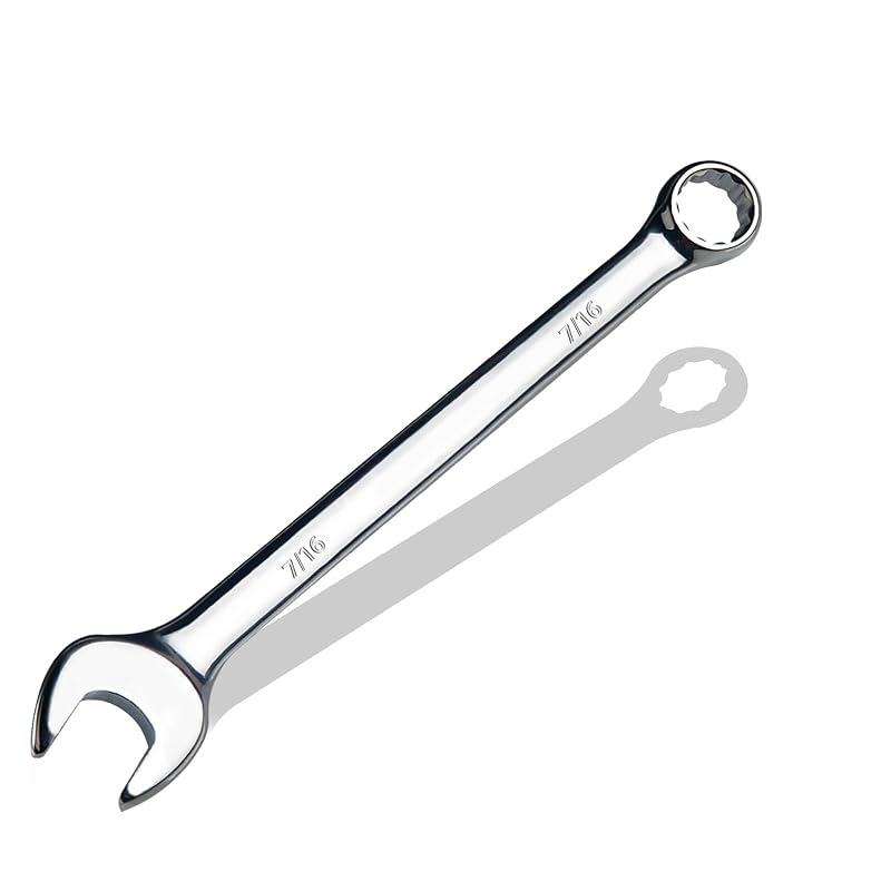 Chave combinada 7/16 SAE pgroup em aço cromo-vanádio CR-V, 12 pontas, offset de 15° e 17,0 cm