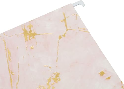Miniatura 3 de Paper Junkie Paquete de 12 carpetas colgantes decorativas blancas y rosas con pestaña de 15 para archivador, diseño de mármol dorado (11.75 x 9