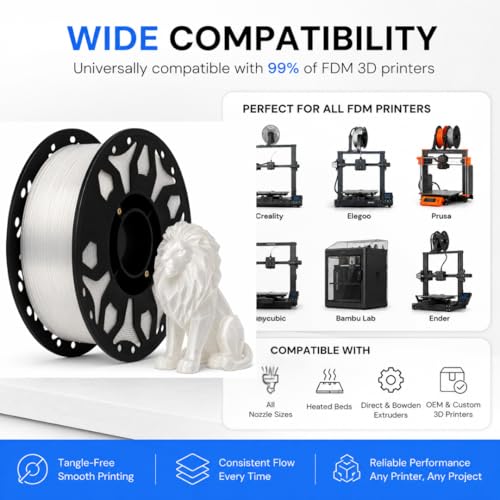 Image of FILAMONT PLA+ 3D Printer Filament 1.75mm, High Strength & Low Warp Printing Material, Dimensional Accuracy ±0.02mm, Vacuum Sealed with Desiccant, 1kg Spool (Translucent)
