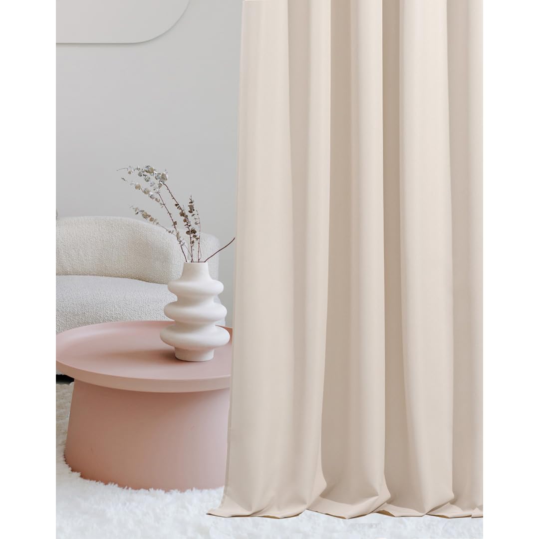 ROOM99 Laurel Curtain with Ruffle Tape, 140 x 250 cm, Width x Height Sliding Curtains, Living Room, Bedroom