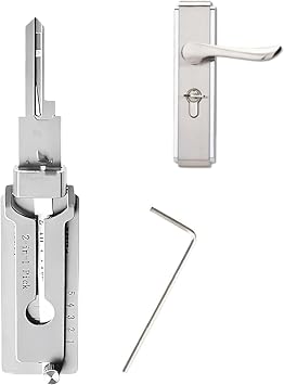2-in-1 Lock Picking Tool & Key Decoder, Stainless Steel Lock Pick and Key Decoder Tool, Professional Lockpicking Training Set & Skeleton Key Kit for Car Door Emergency Opening,Useful,for All People