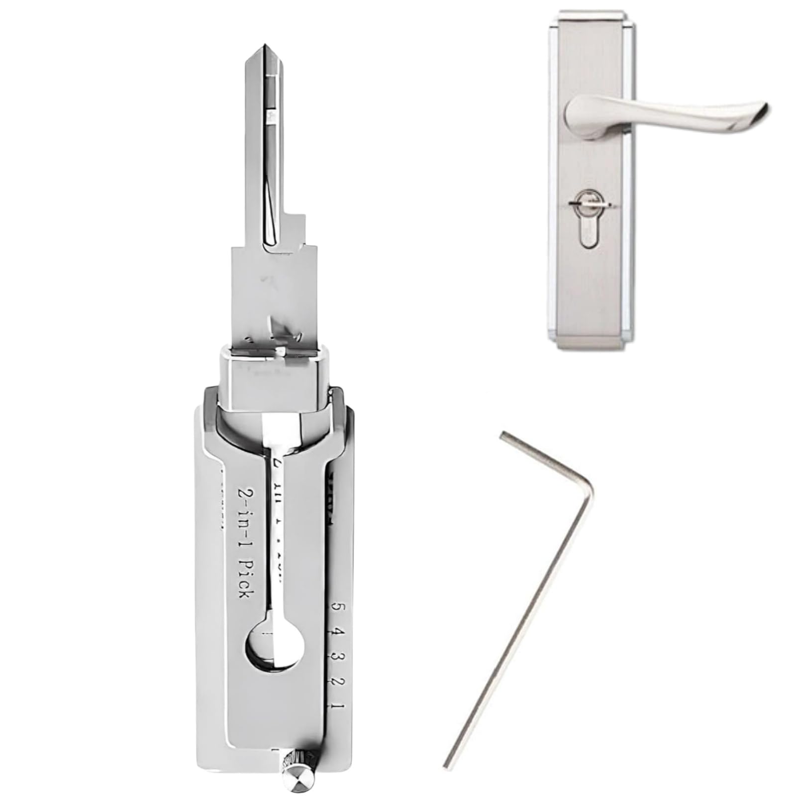 2-in-1 Lock Picking Tool & Key Decoder, Stainless Steel Lock Pick and Key Decoder Tool, Professional Lockpicking Training Set & Skeleton Key Kit for Car Door Emergency Opening,Useful,for All People