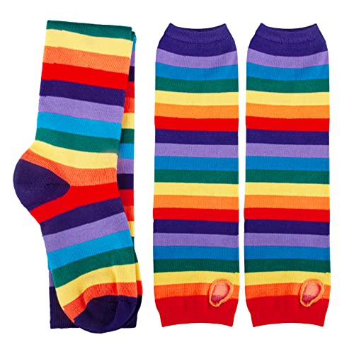 Image of Over Knee Rainbow Thigh High Socks Cosplay Accessories for Women Fashion Wild Long Striped Leg warmers