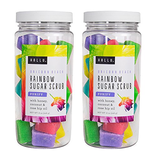 Hallu Body Scrub, Sugar Cube Scrub, Unicorn, 8 oz, Pack of 2