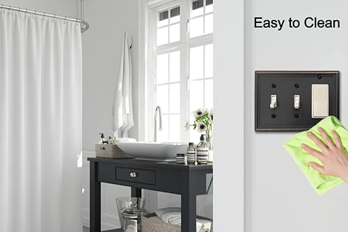 Vista 82 de Luca - Placa de pared de metal para interruptor de luz de palanca, 2 unidades de bronce envejecido de 3 bandas, cubierta decorativa para interruptor